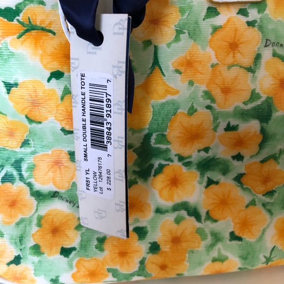 Dooney Bourke Petunia Floral Satchel Tote Bag White Leather Coated Canvas Purse - Picture 11 of 12